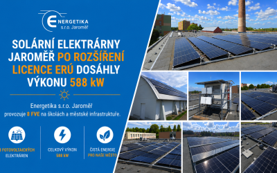 Městská společnost Energetika s.r.o. Jaroměř rozšiřuje solární síť: Energetický regulační úřad schválil další licence fotovoltaických elektráren